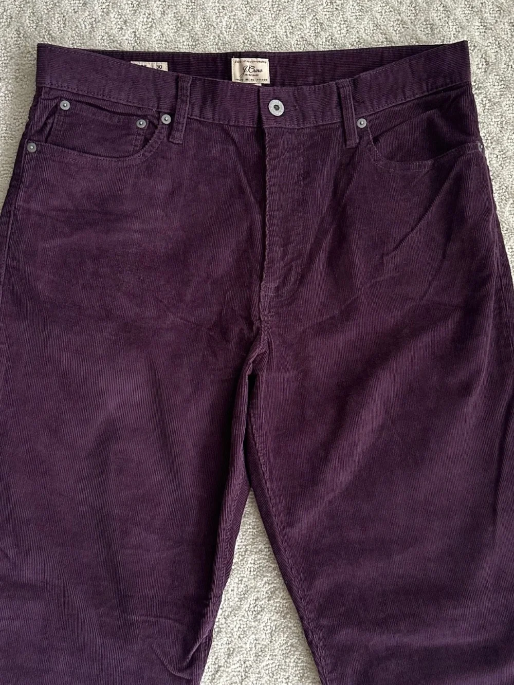 J. Crew Men's Classic Straight Leg Stretch Corduroy Pants Plum 33/30 Casual NWT